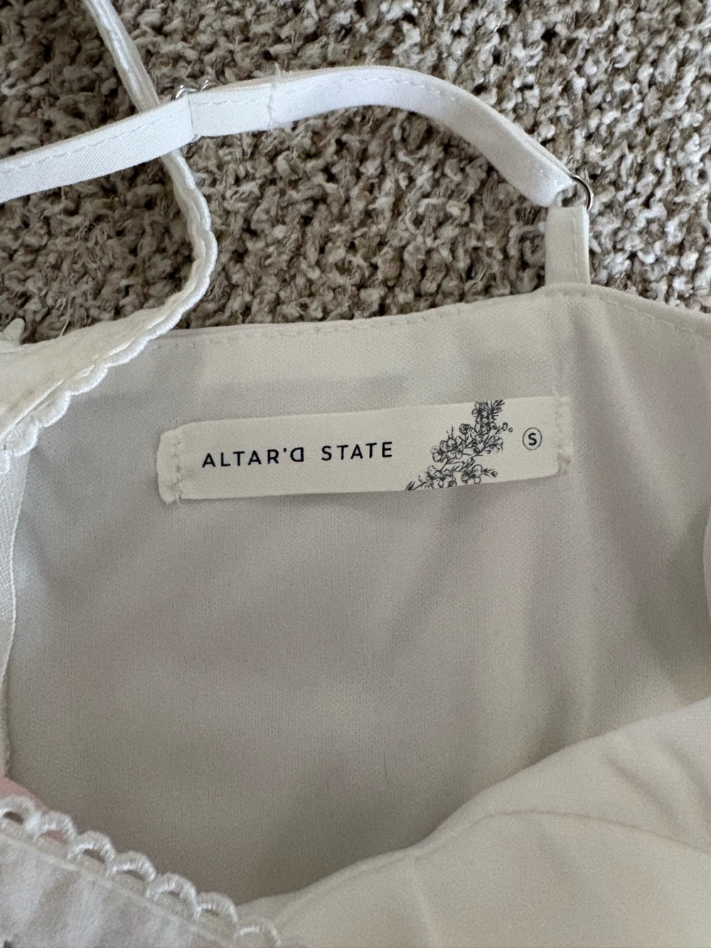 Altar'd State White Sundress with Pink Ribbon & Lace Trim - Picture 3 of 3